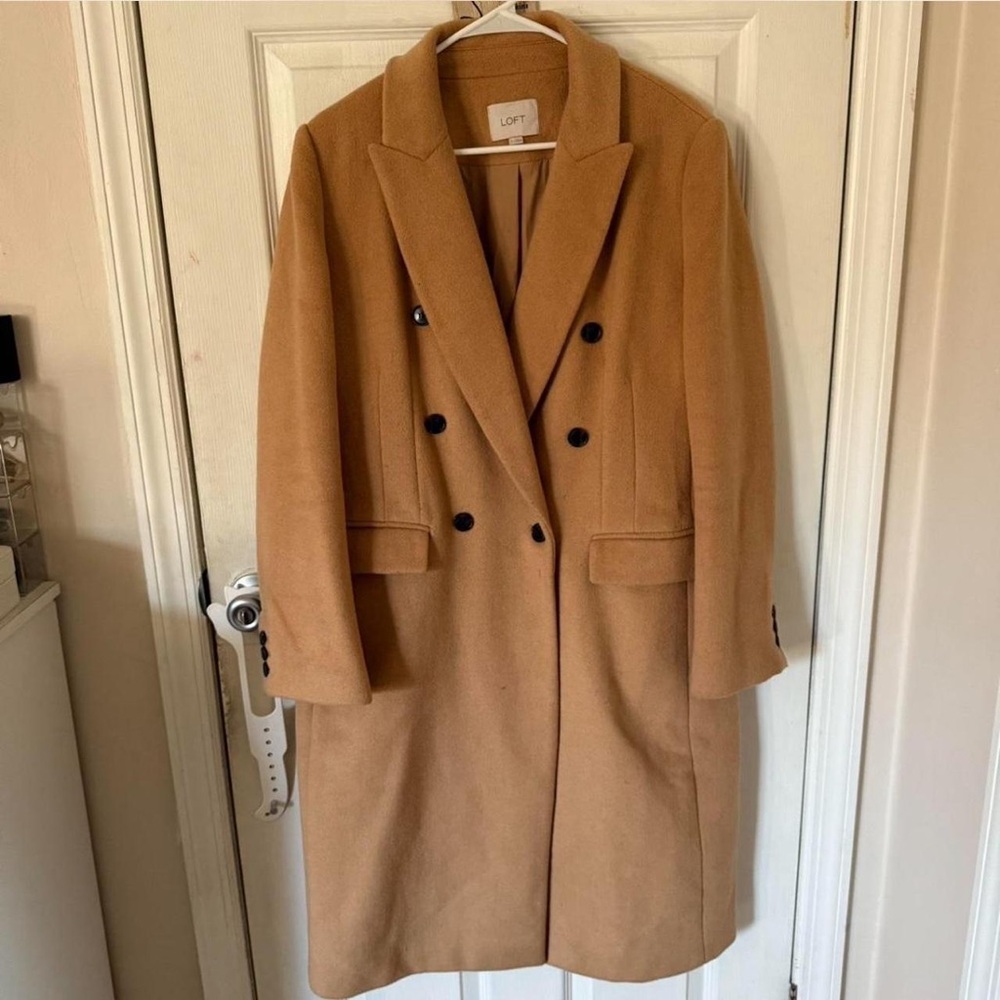 LOFT Tan Double-Breasted Trench Coat